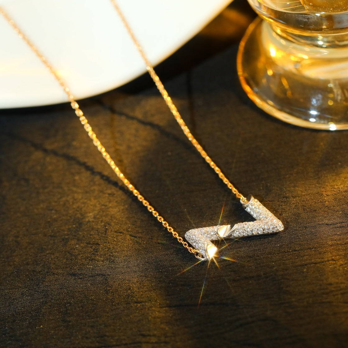 [CA]VOLT SILVER DIAMOND PEDANT NECKLACE