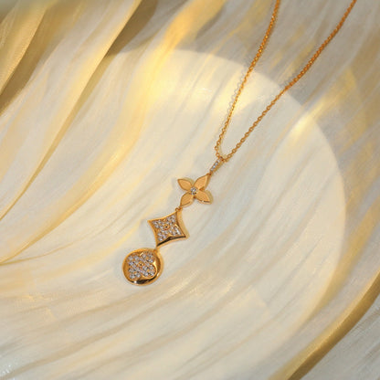 [CA]STAR AND SUN DIAMOND PINK GOLD NECKLACE