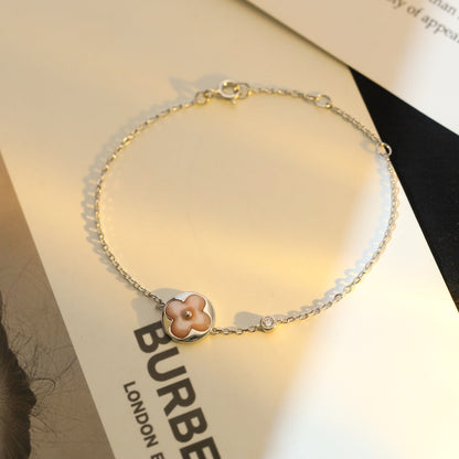 [CA]SUN MOTIF PINK MOP SILVER BRACELET