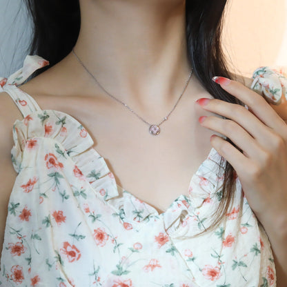 [CA]SUN PEDANT PINK GOLD 1 DIAMOND NECKLACE