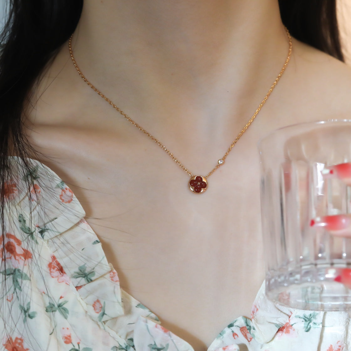 [CA]SUN PEDANT PINK GOLD 1 DIAMOND NECKLACE