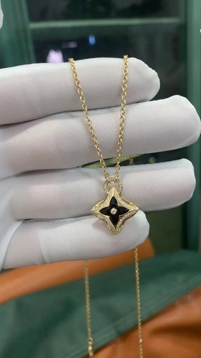 [CA]STAR PEDANT PINK GOLD DIAMOND NECKLACE