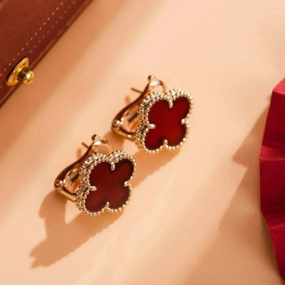 [CA]CLOVER MEDIUM 1 MOTIFS CARNELIAN  EARRINGS