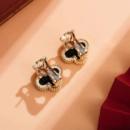 [CA]CLOVER MEDIUM 1 MOTIFS  ONYX STUD EARRINGS