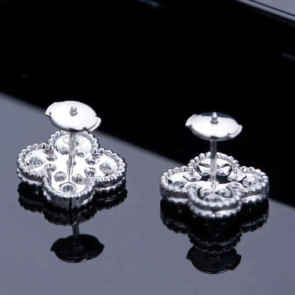 [CA]CLOVER 1 MOTIFS DIAMOND STUD EARRINGS SILVER