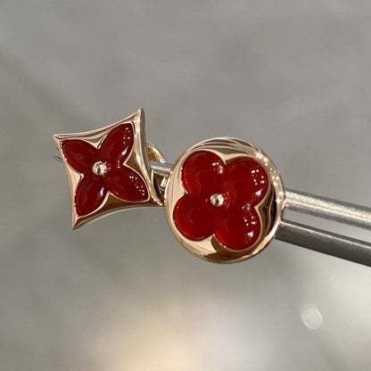 [CA]STAR AND SUN PINK GOLD CARNELIAN STUD EARRINGS