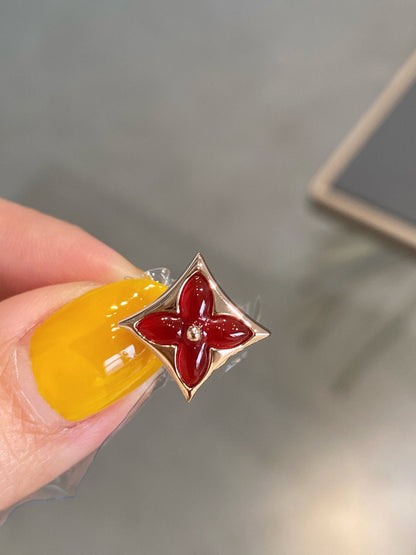 [CA]STAR AND SUN PINK GOLD CARNELIAN STUD EARRINGS