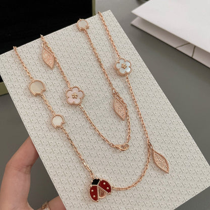 [CA]LUCKY SPRING 15 MOTIFS ROSE GOLD NECKLACE