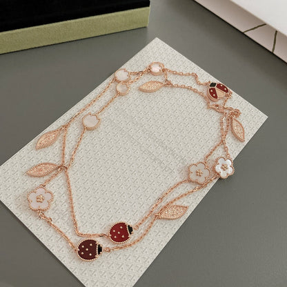 [CA]LUCKY SPRING 15 MOTIFS ROSE GOLD NECKLACE