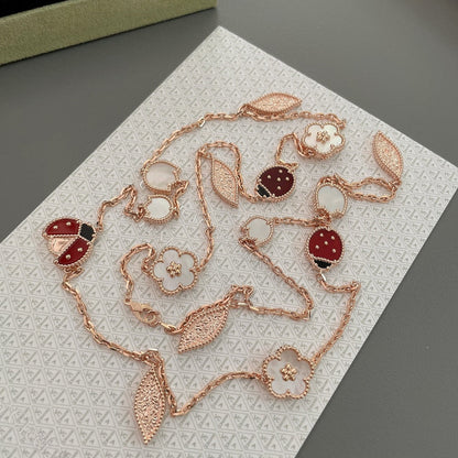 [CA]LUCKY SPRING 15 MOTIFS ROSE GOLD NECKLACE