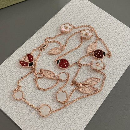 [CA]LUCKY SPRING 15 MOTIFS ROSE GOLD NECKLACE