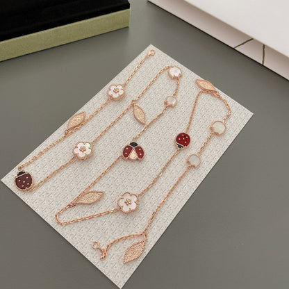 [CA]LUCKY SPRING 15 MOTIFS ROSE GOLD NECKLACE