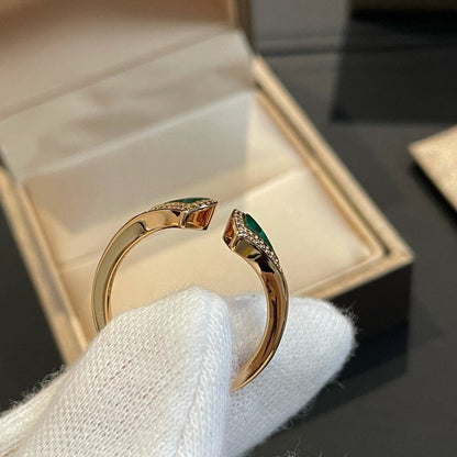 [CA]DREAM MALACHITE DIAMOND OPEN RING