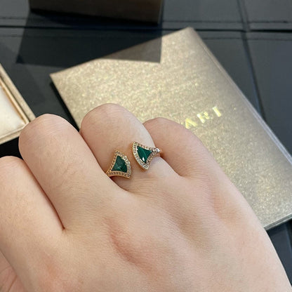 [CA]DREAM MALACHITE DIAMOND OPEN RING