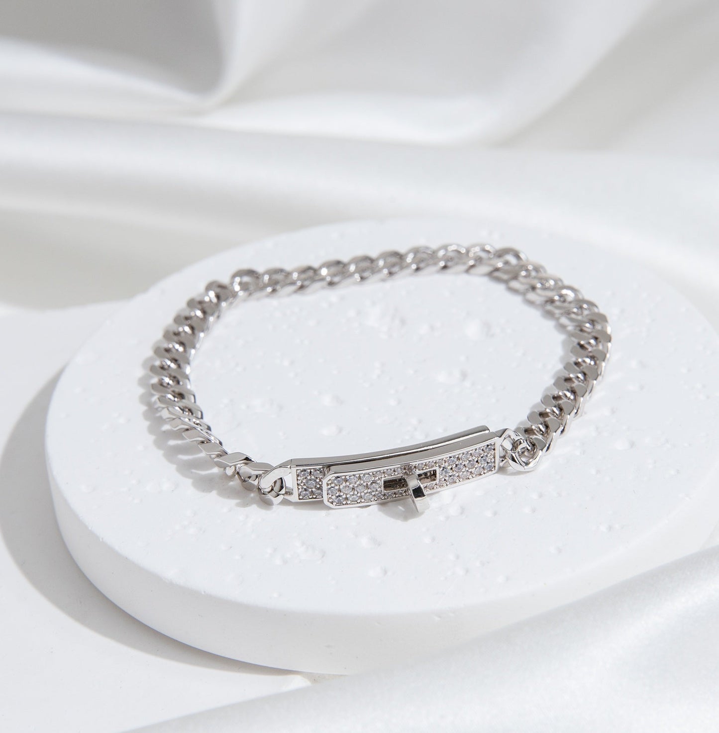 [CA]KELLY CHAIN SILVER DIAMOND BRACELET