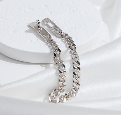 [CA]KELLY CHAIN SILVER DIAMOND BRACELET