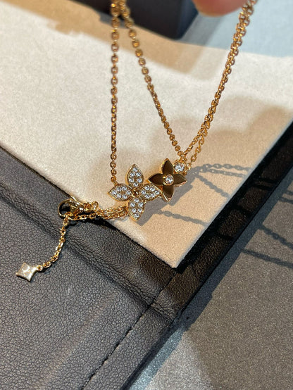 [CA]STAR BLOSSOM NECKLACE PINK GOLD DIAMONDS