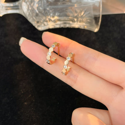 [CA]BEE LOVE DIAMOND HOOP EARRINGS