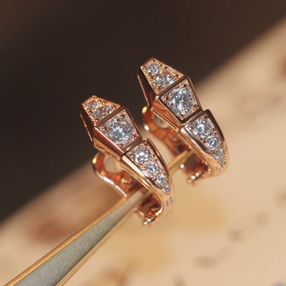 [CA]SERPENT PINK GOLD DIAMOND EARRINGS