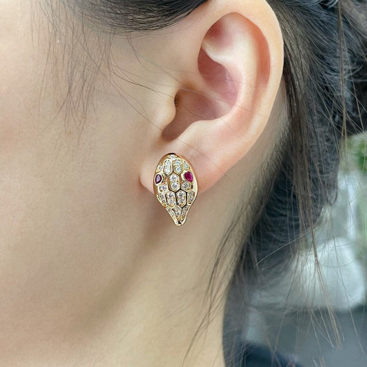 [CA]SERPENT DIAMOND STUD EARRINGS