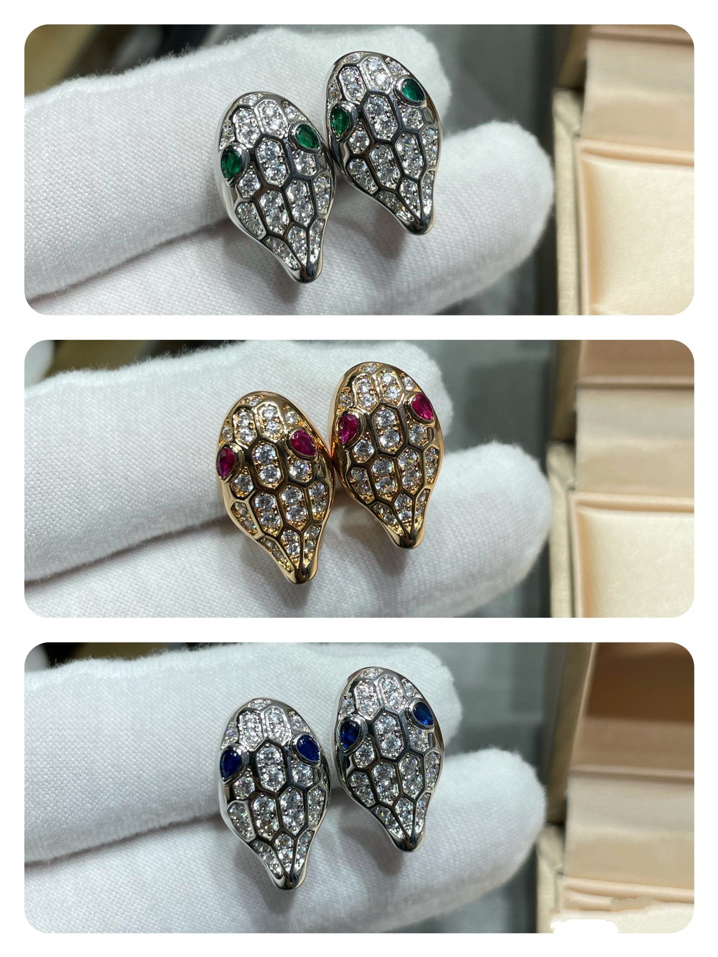 [CA]SERPENT DIAMOND STUD EARRINGS