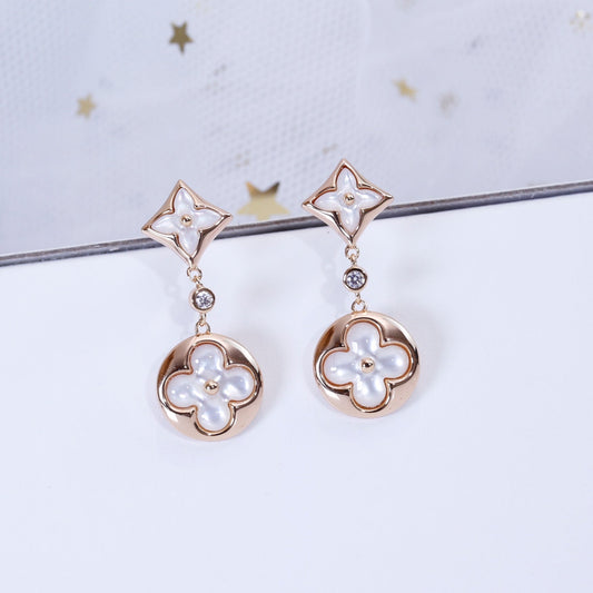 [CA]STAR AND SUN PINK GOLD MOP DROP EARRINGS