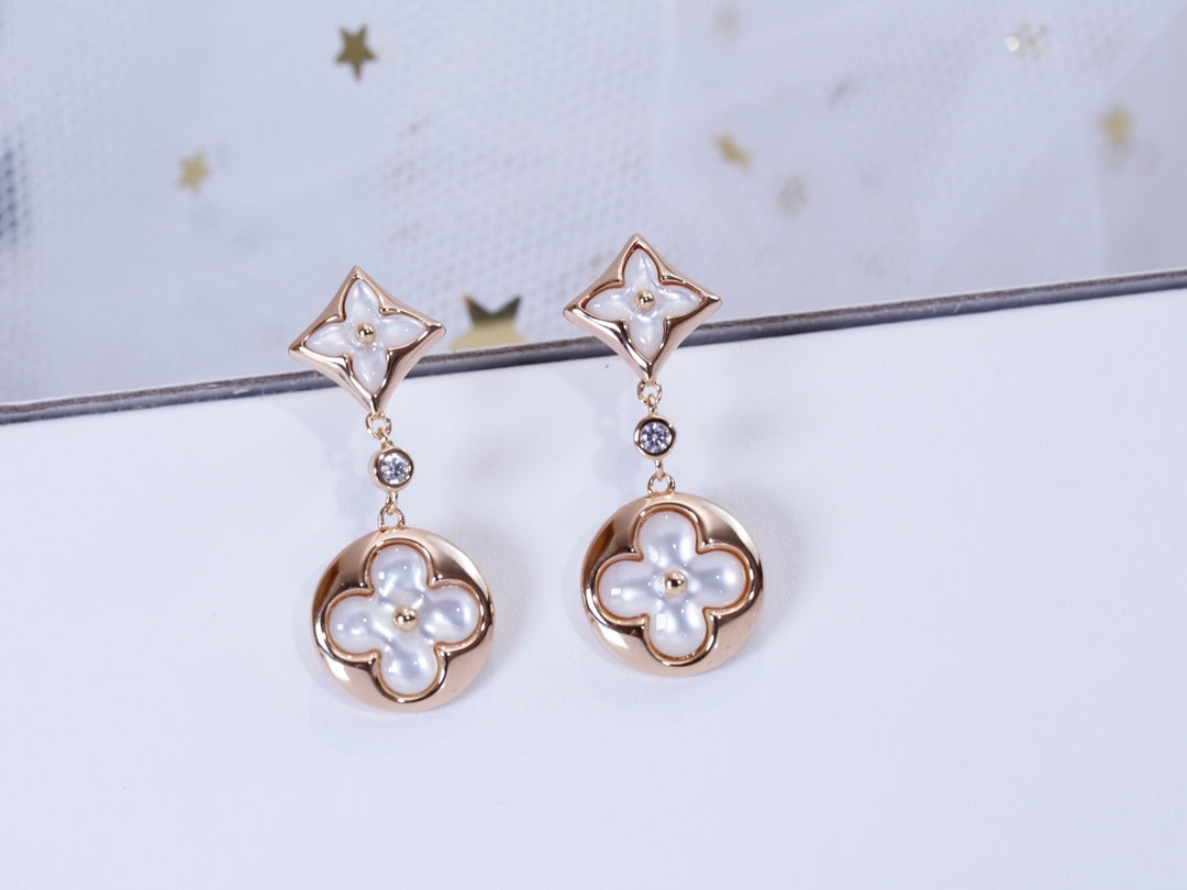 [CA]STAR AND SUN PINK GOLD MOP DROP EARRINGS