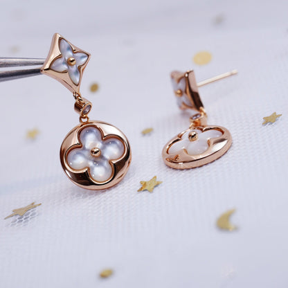 [CA]STAR AND SUN PINK GOLD MOP DROP EARRINGS