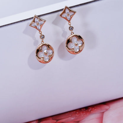 [CA]STAR AND SUN PINK GOLD MOP DROP EARRINGS