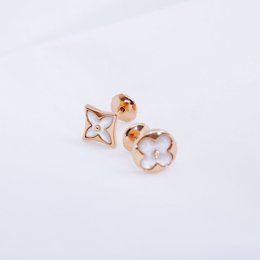 [CA]STAR AND SUN PINK GOLD MOP STUD EARRINGS