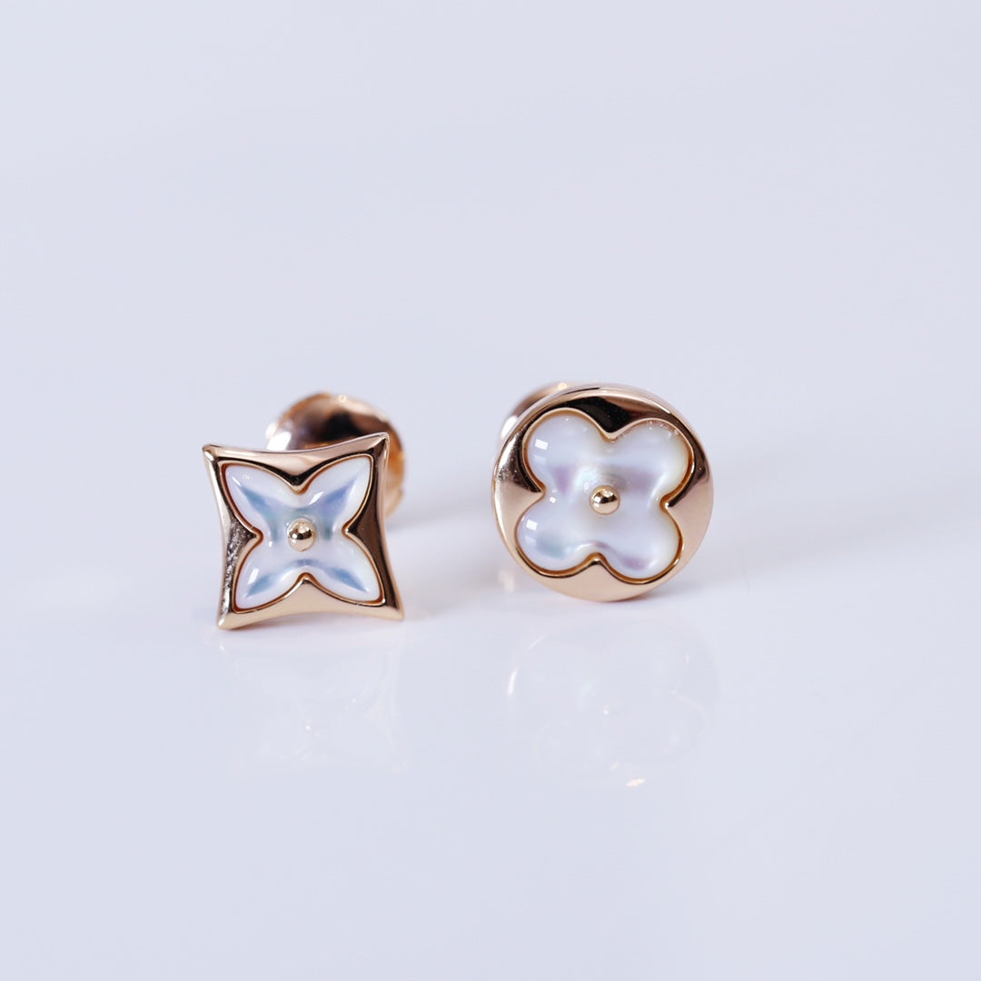 [CA]STAR AND SUN PINK GOLD MOP STUD EARRINGS