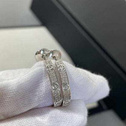 [CA]LOVE DIAMOND SILVER HOOP EARRINGS