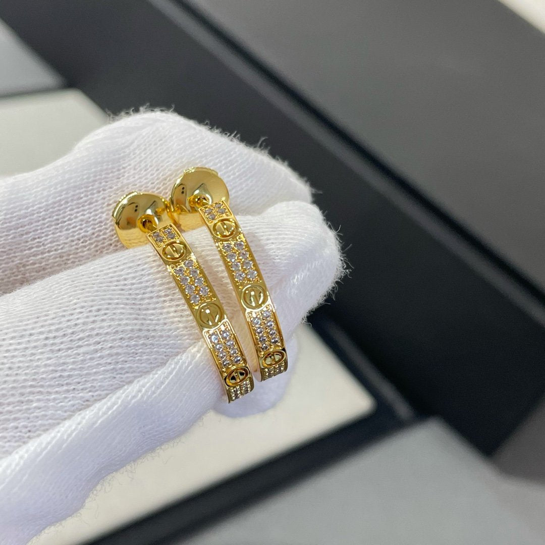 [CA]LOVE DIAMOND GOLD HOOP EARRINGS