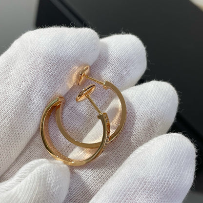 [CA]LOVE DIAMOND PINK GOLD HOOP EARRINGS