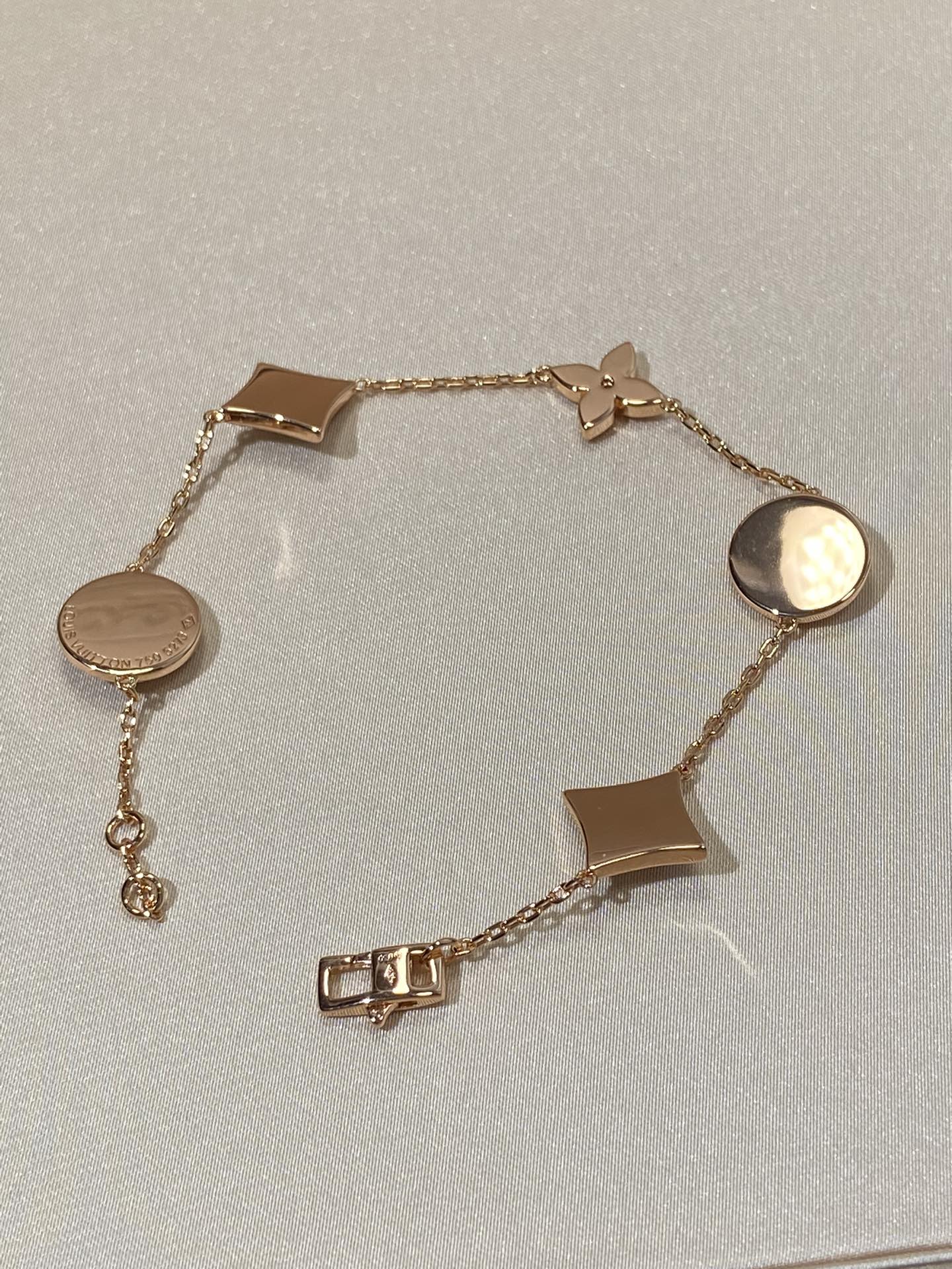 [CA]STAR AND SUN 5 MOTIF MOP PINK GOLD BRACELET