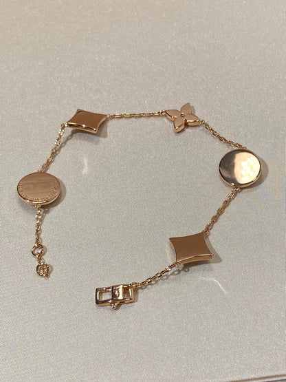 [CA]STAR AND SUN 5 MOTIF MOP PINK GOLD BRACELET