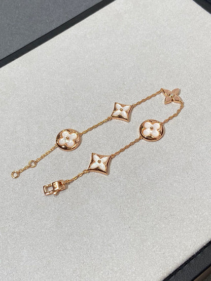 [CA]STAR AND SUN 5 MOTIF MOP PINK GOLD BRACELET