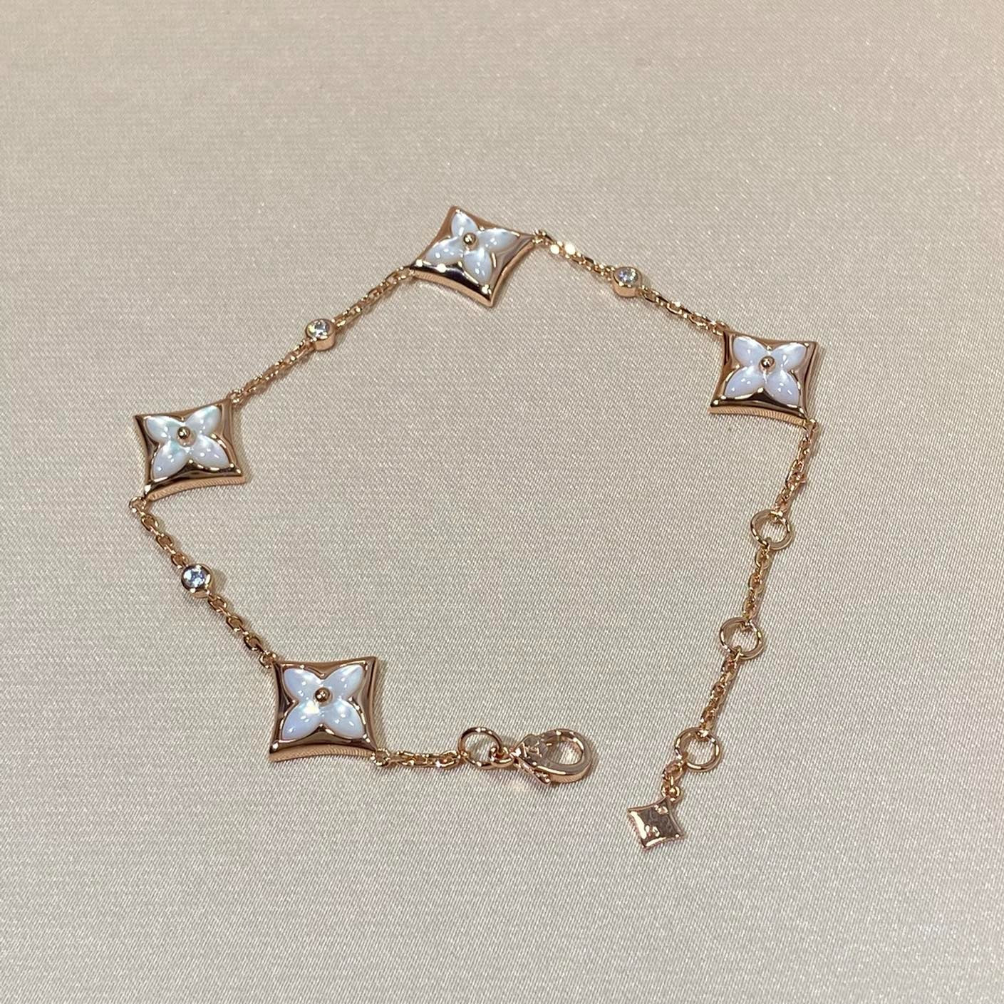 [CA]STAR 4 MOTIF MOP DIAMOND PINK GOLD BRACELET