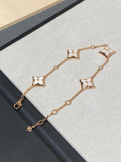 [CA]STAR 4 MOTIF MOP DIAMOND PINK GOLD BRACELET