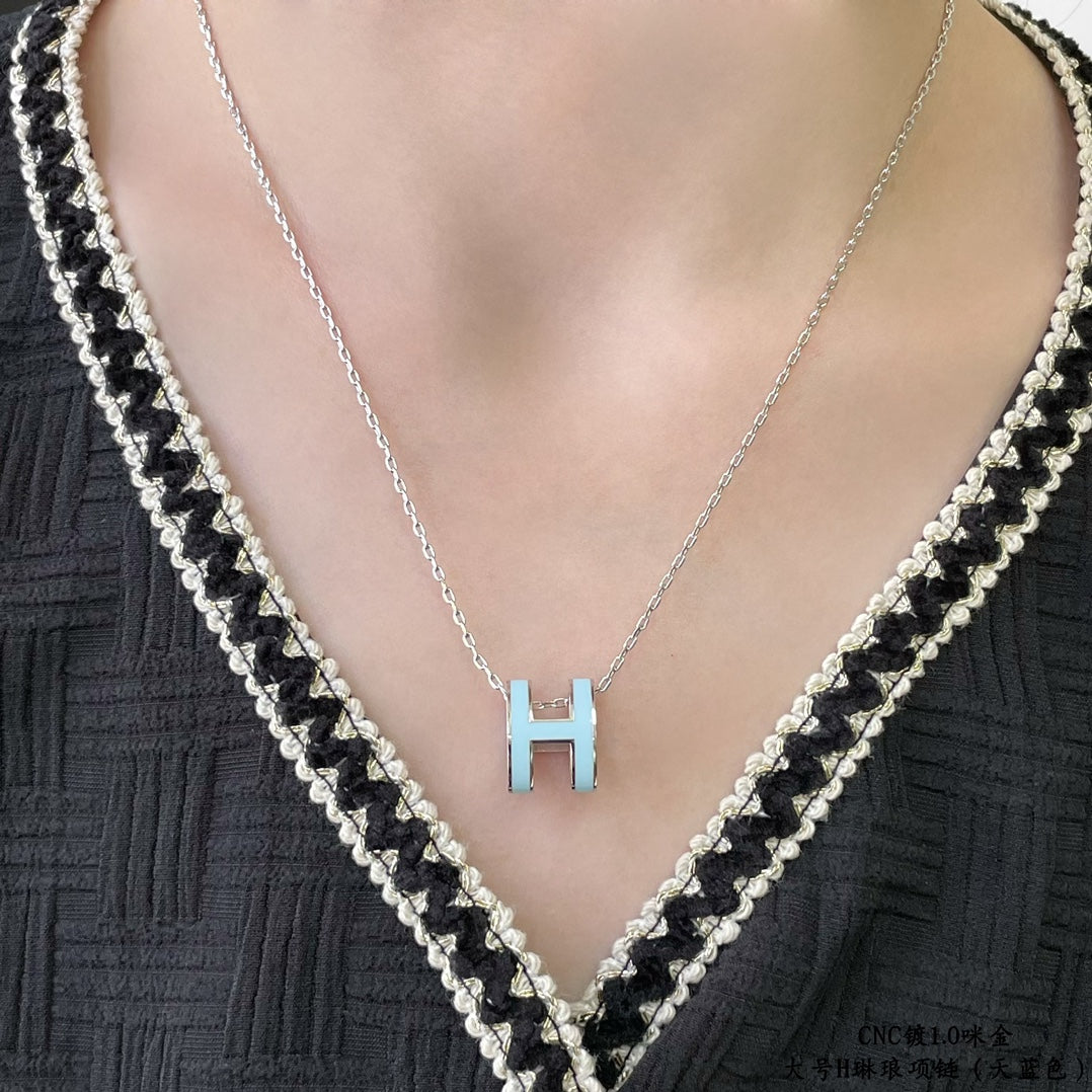 [CA]POP H SKY BLUE NECKLACE