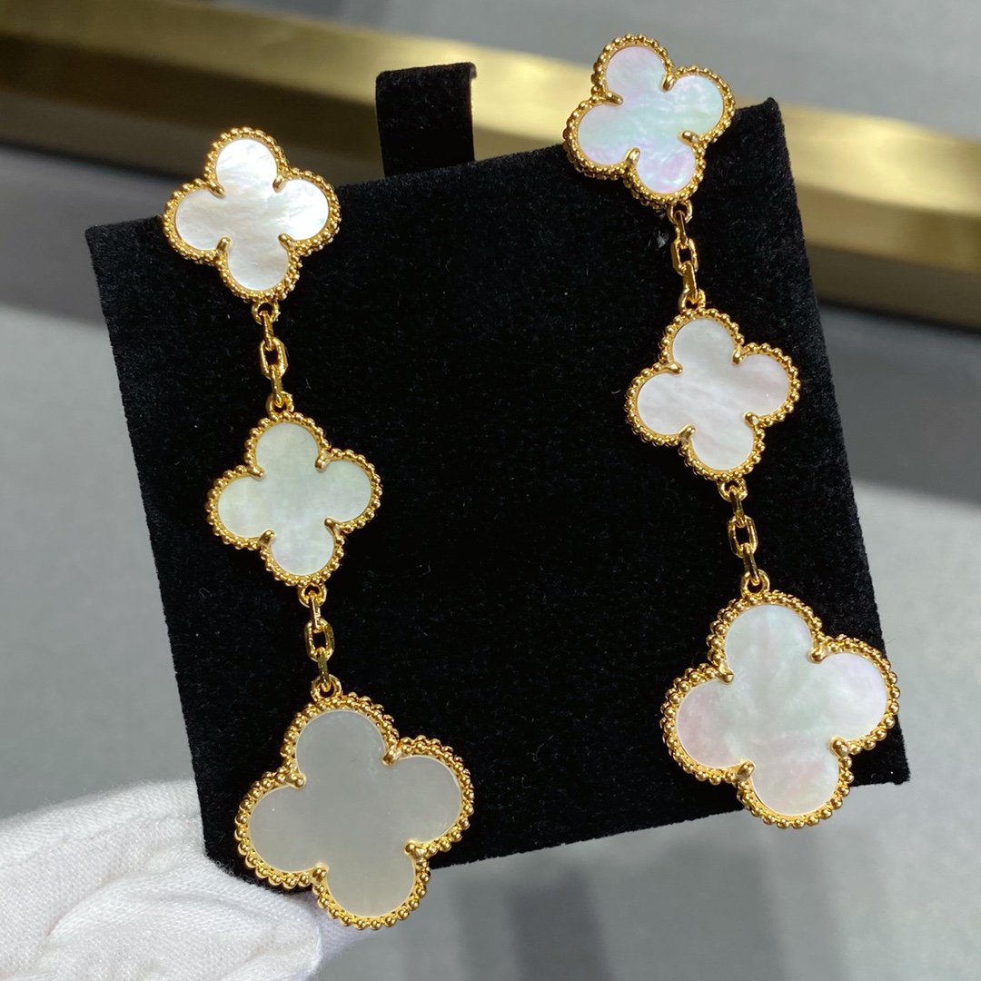 [CA]CLOVER MOP 3 MOTIFS GOLD EARRINGS