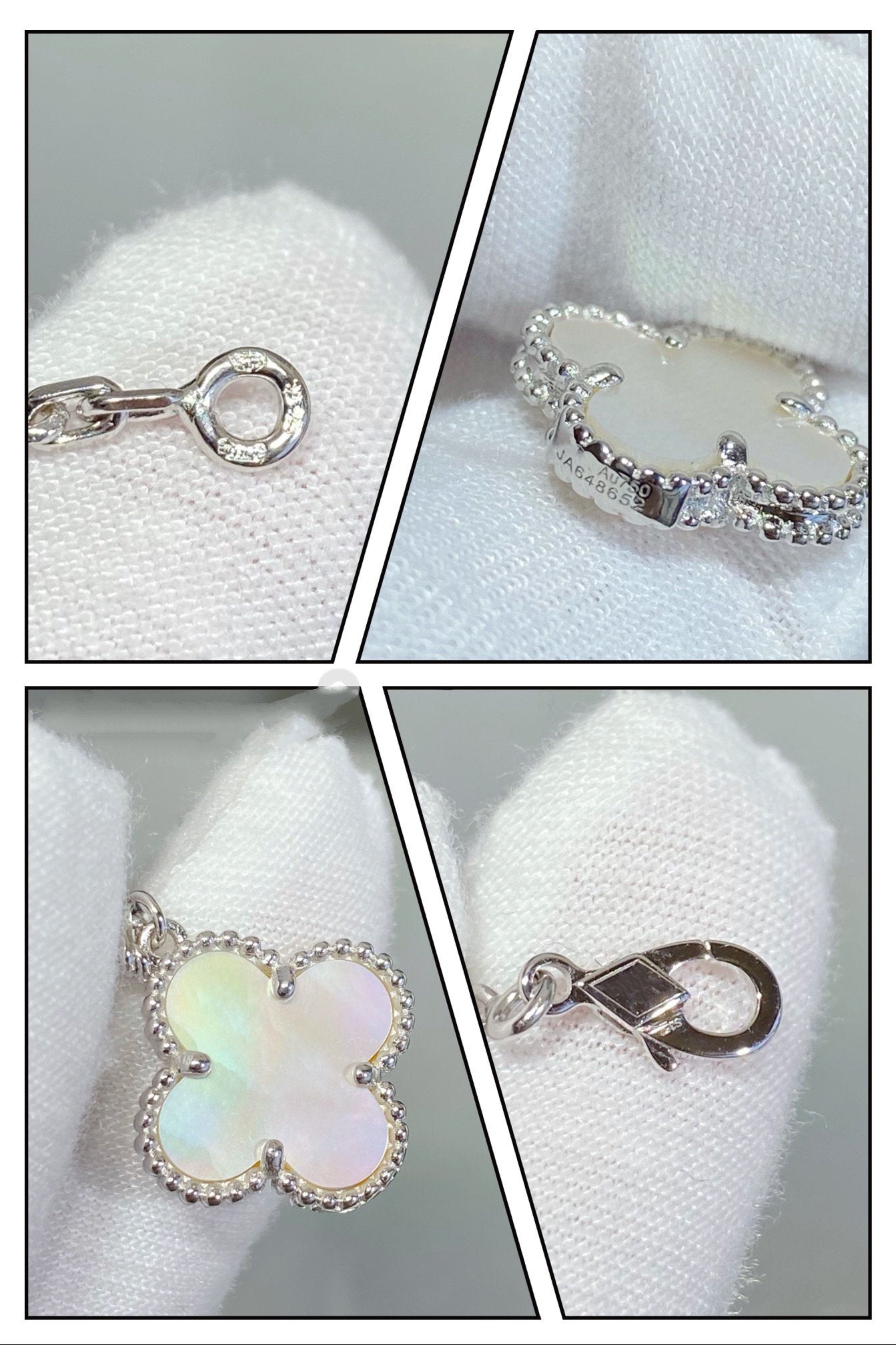 [CA]CLOVER 5 MOTIF WHITE MOP SILVER BRACELET