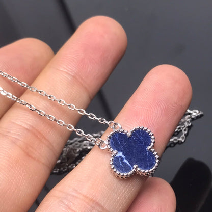 [CA]CLOVER PIETERSITE SILVER LONG NECKLACE