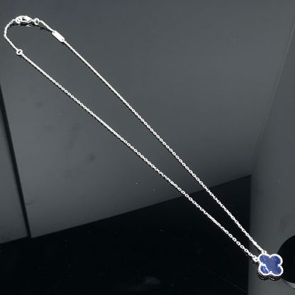 [CA]CLOVER PIETERSITE SILVER LONG NECKLACE