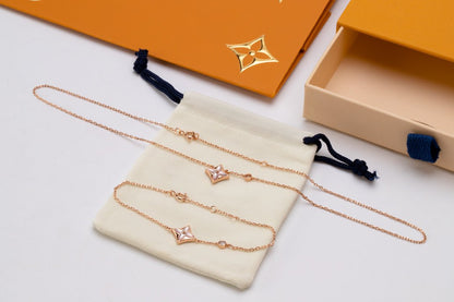 [CA]STAR PINK MOP 1 DIAMOND PINK GOLD NECKLACE