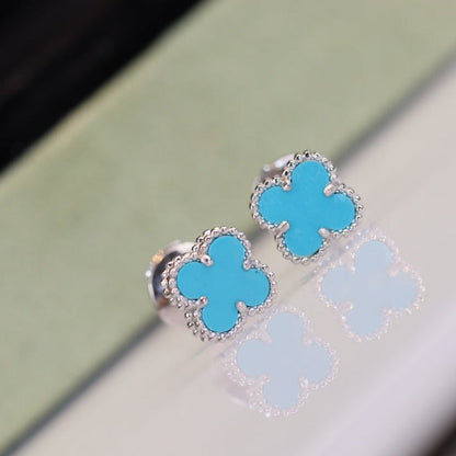 [CA]CLOVER MINI TURQUOISE SILVER STUD EARRINGS