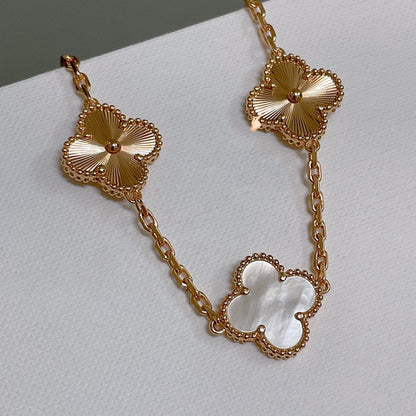 [CA]CLOVER BRACELET 5 MOTIF WHITE MOP PINK GOLD