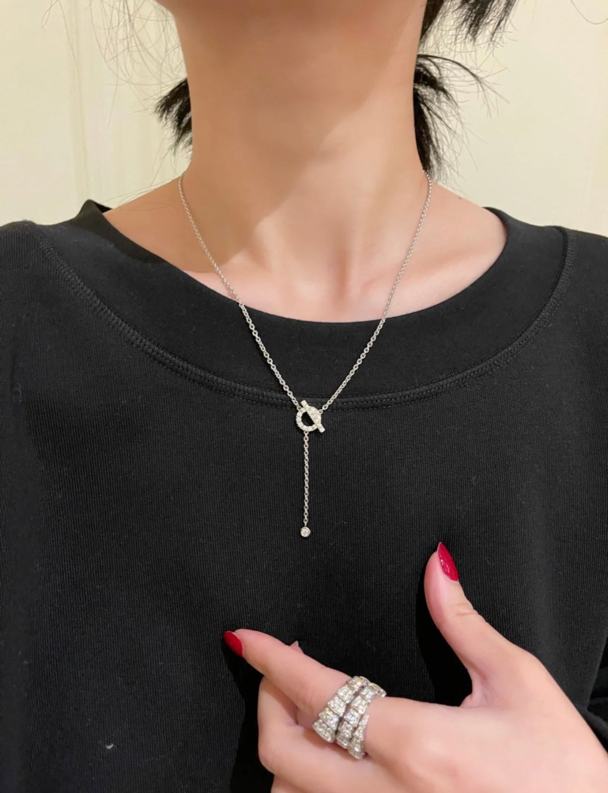 [CA]FINESSE SILVER DIAMOND NECKLACE