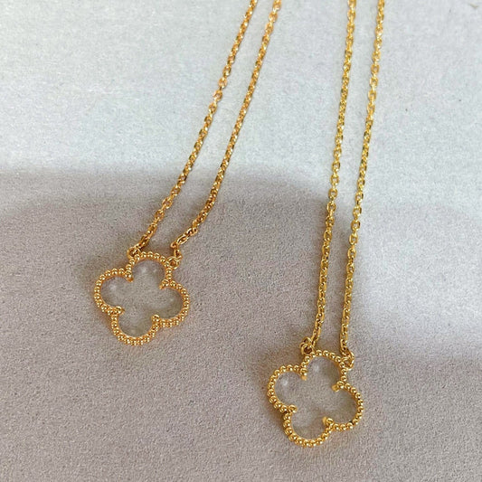 [CA]CLOVER ROCK CRYSTAL ROSE GOLD NECKLACE