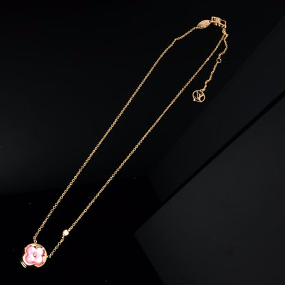 [CA]COLOR BLOSSOM PINK MOP SUN GOLD NECKLACE